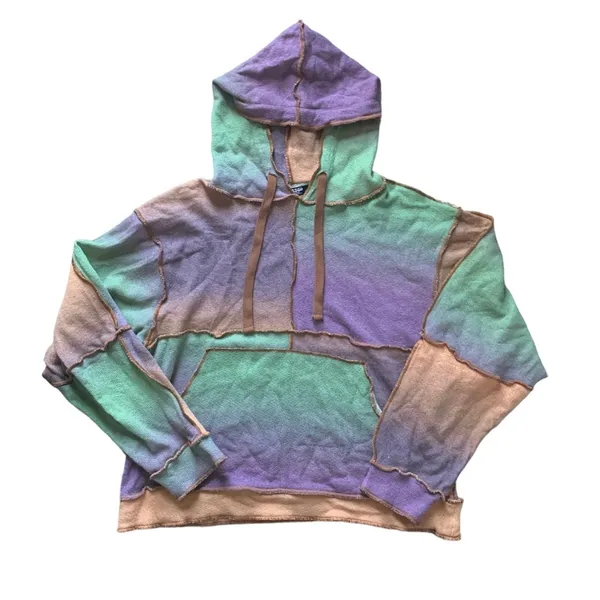 Jaded London oversized patchwork lightweight knitted hoodie wool blend 4 - Image 3