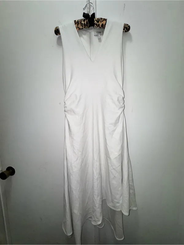COS V-Neck White Asymmetrical Sleeveless Maxi Dress Size XS - Image 4
