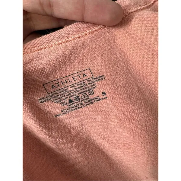 Athleta Ruched Side Fitted Tee Shirt Women’s Small Coral Stretch Top - Image 4