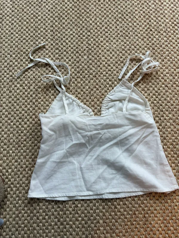 Princess Polly White Linen Tank - Image 3
