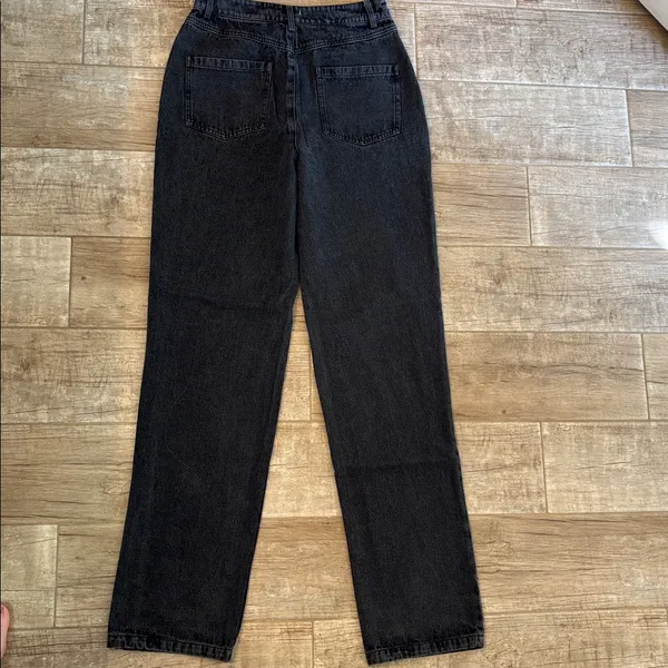 Avec Les Filles High Rise leather chap black denim and jeans - Image 4