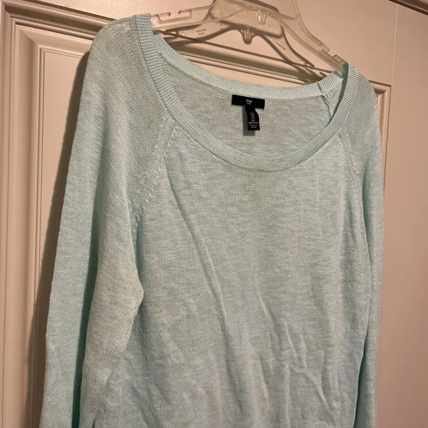 Gap Sweater Women's Large Mint Green Summer Lightweight Raglan sleeve Cotton - Image 4