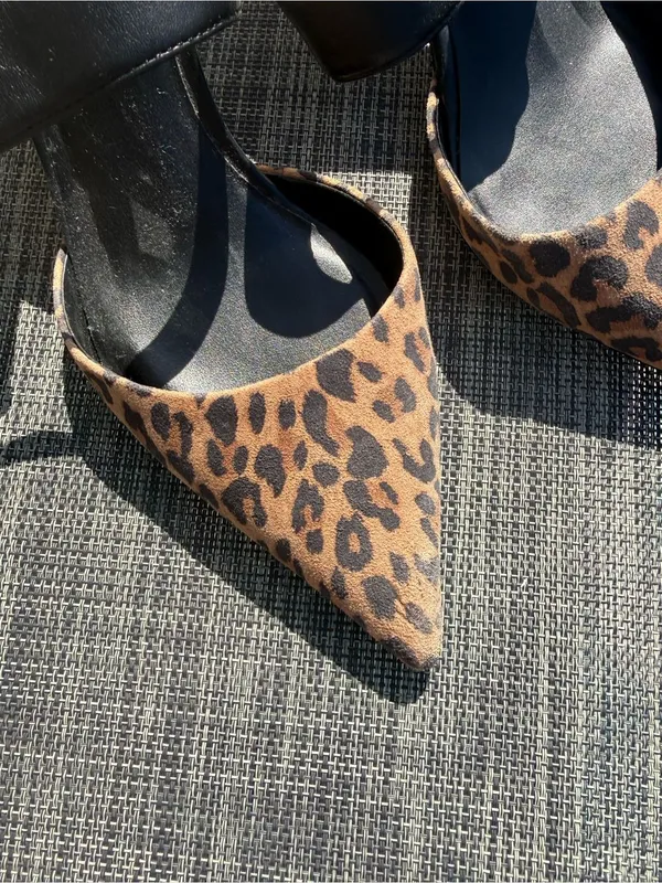 Nordstrom Leopard Pointed Toe Slingback Mules - Black & Brown - Image 4