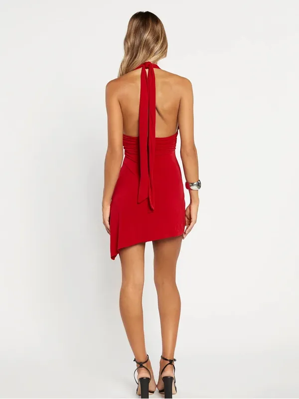 Tiger Mist ‘Luna’ Red Plunge Mini Dress - Image 4