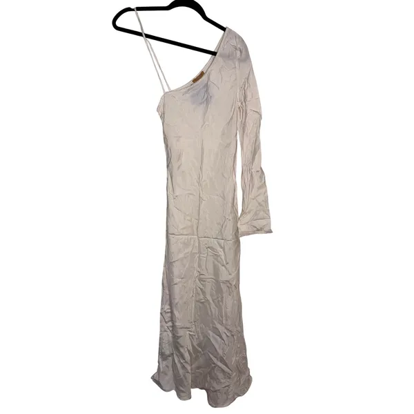 VRG GRL Silver Springs White Bias‎ Cut One Shoulder Maxi Dress Size 6 NEW - Image 2