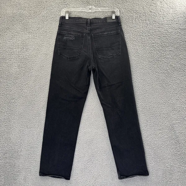 American Eagle Super High Rise Ankle Straight Jean‎ Black Boho Women's 4 x 27 - Image 2