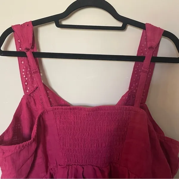 Torrid Babydoll Cotton Window Pane Button Front Tank in Red Bud - Image 10