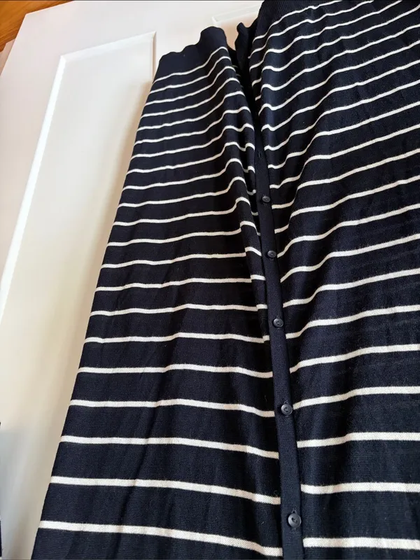 Zara Navy & White Striped Button-Front Long Cardigan - Image 4