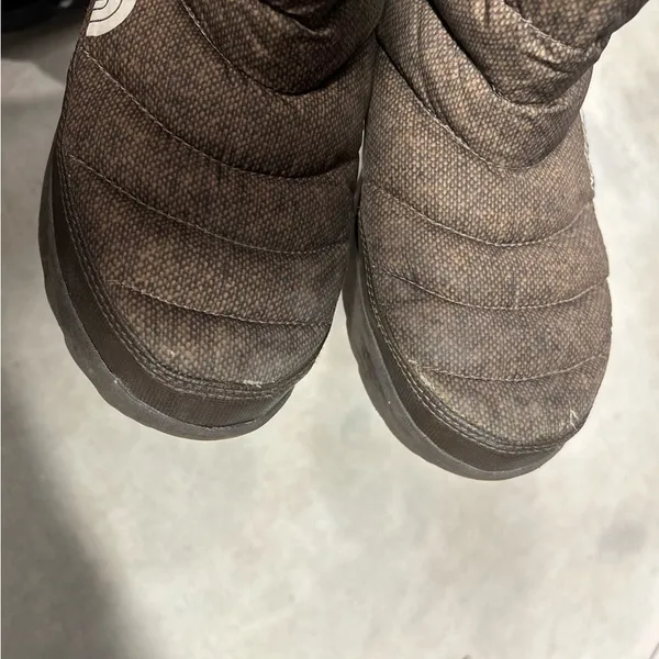 The North Face Thermoball Faux Fur Quilted Brown Pull On Winter Boots Size 10 - Image 5