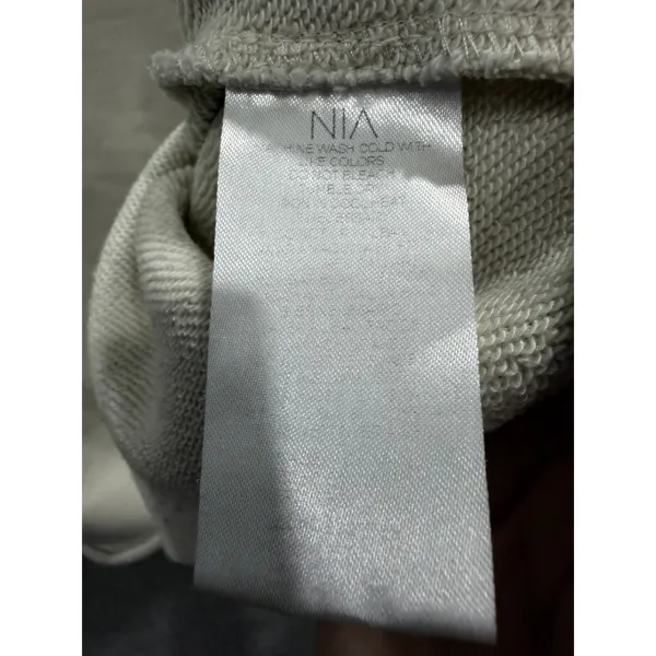 NIA Women Sweatshirt XL Cream Cropped Raw Hem Drop Shoulder French Terry - Image 5