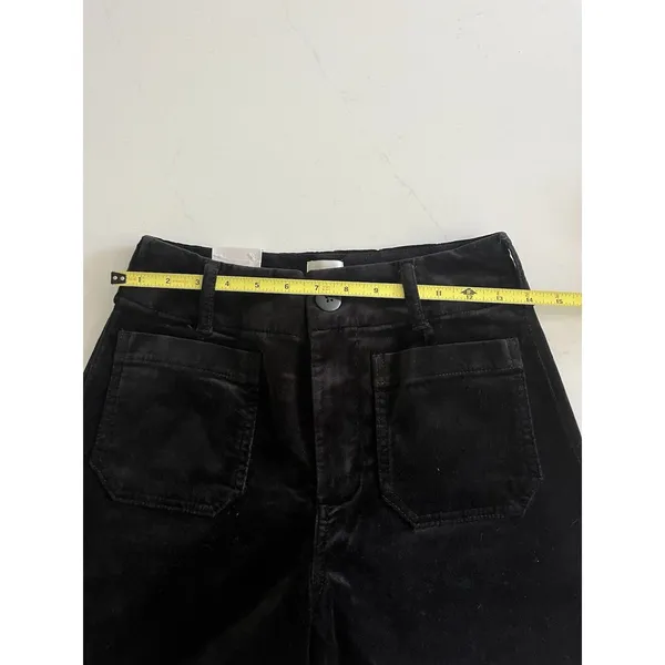 Anthropologie Maeve Colette Velvet Wide-Leg Pants Trousers Crop Black Size 26 - Image 5