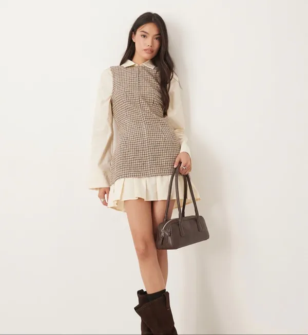 New ASOS DESIGN Shirt Hybrid Mini Dress With Peplum Hem Size 6 - Image 2