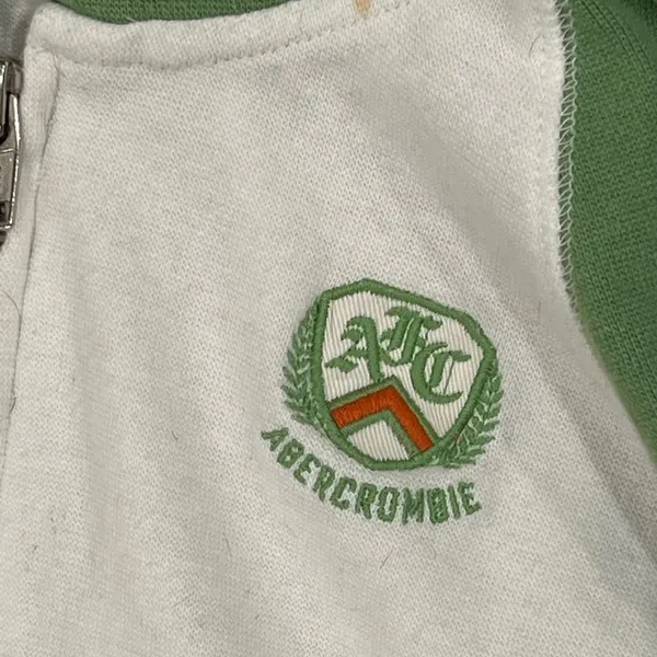 Women’s Abercrombie & Fitch Green & White Small Zip Up Hooded Jacket - Image 3