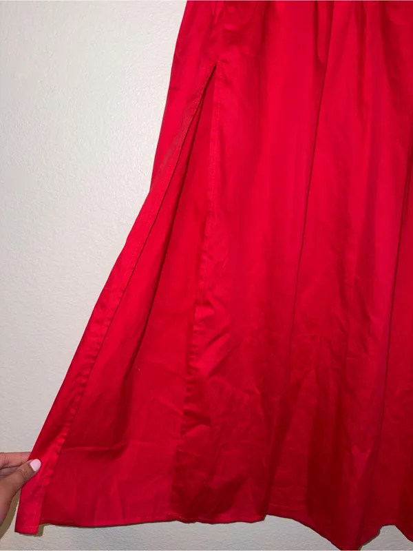 NWOT Wild Fable Red Smocked Maxi Skirt Side Slit Boho Summer XS - Image 2