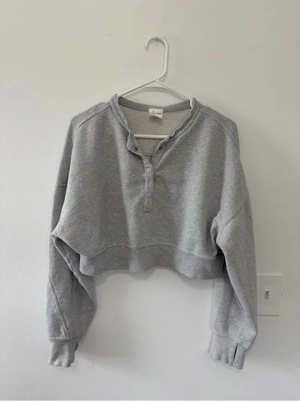 Aerie Offline Gray Cropped Sweatshirt- Size Small - Image 2