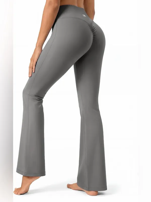 INNO MINT High Waist Scrunch Butt Flare Yoga Pants Gray Size L 12/14 NWT - Image 2