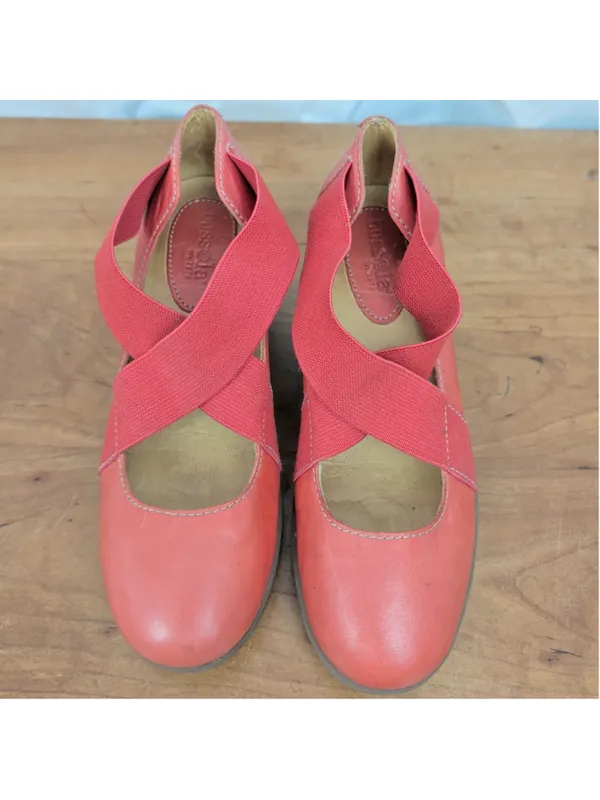 Bussola Zummia Elastic Strappy Red Leather Wedges 39 - Image 7