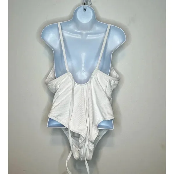 Andie Swim The Paloma White‎ Ribbed One Piece Swimsuit SIZE XXL - Image 2