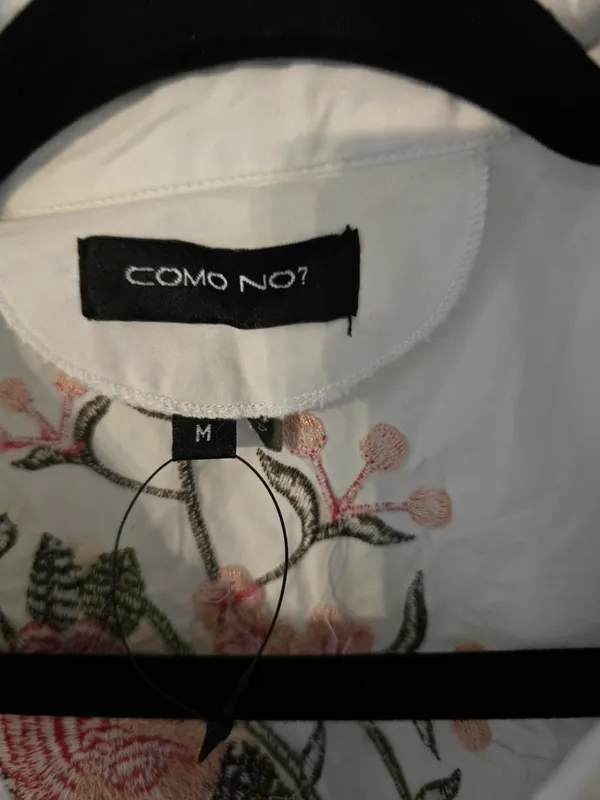 100 % Cotton Casual White Embroidered Floral Button - Image 2
