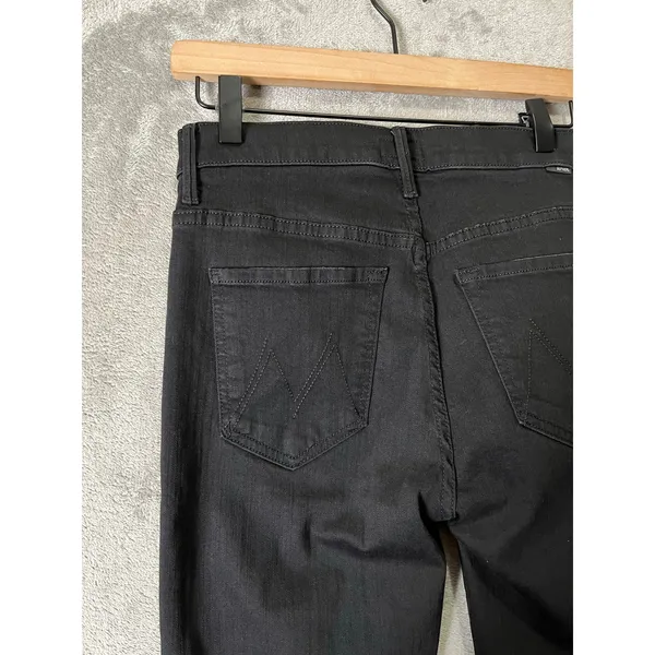 Mother The Stunner Double Zip Ankle Jeans Not Guilty Black High‎ Rise Raw Hem 26 - Image 4
