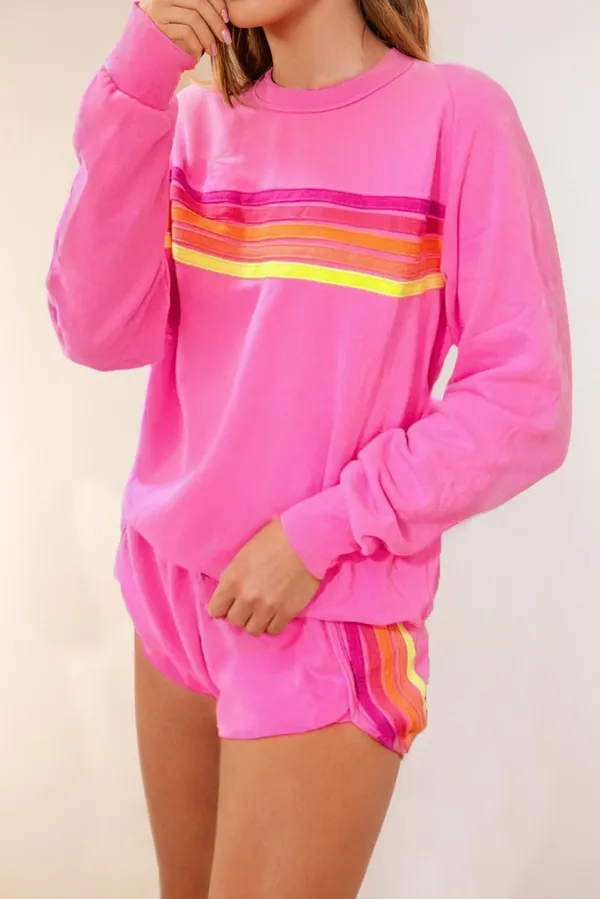 Unbranded Color Contrast Sweatshirt Pink - Image 2