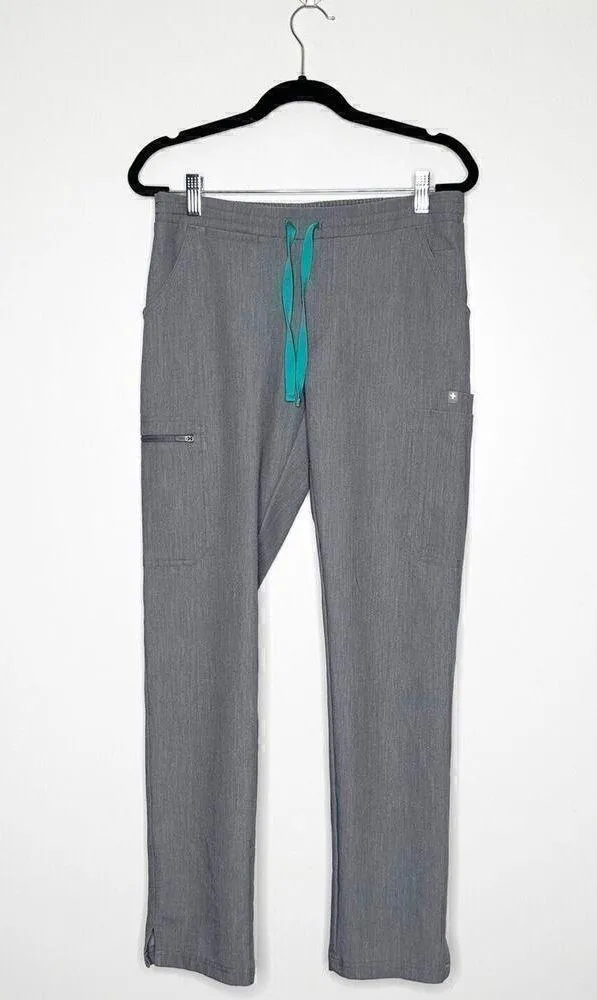 Figs Drawstring Pants Scrubs Mid Rise Straight Leg Women's Gray Size X Small - Image 2
