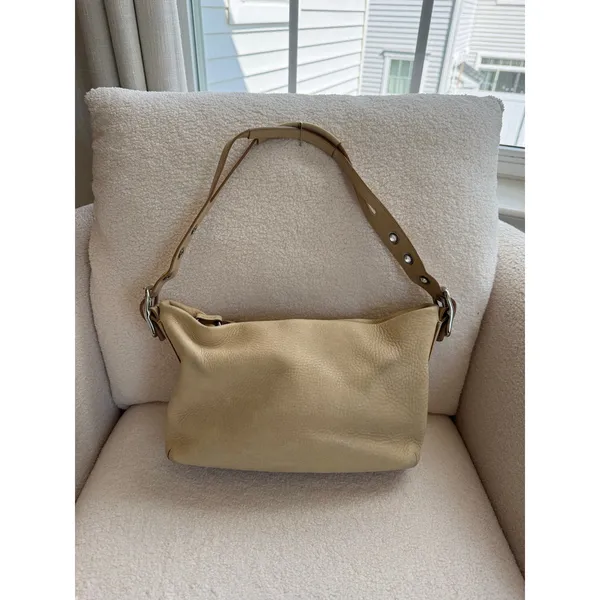 Vintage Coach Tote Bag Women Beige Pebbled Leather Adjustable Shoulder Strap - Image 2