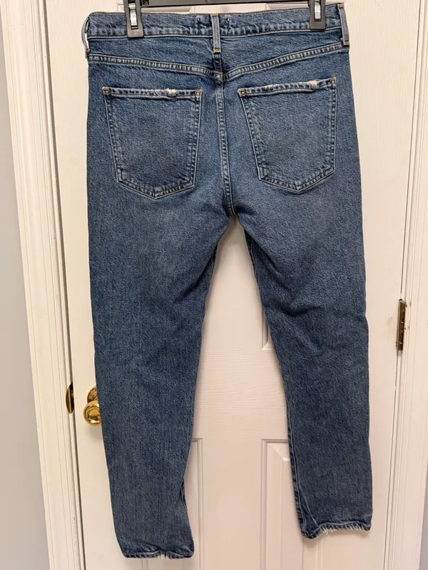 AGOLDE Tony Slim Straight‎ Jeans 29 High Rise Medium Wash Crop Denim - Image 5