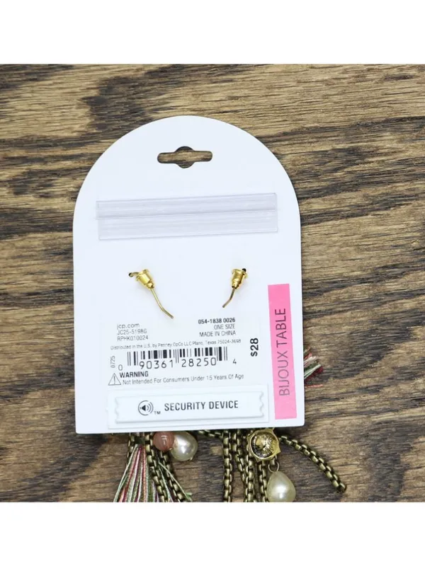 NWT Bijoux Bar Boho Chandelier Cluster Charm Dangly Earrings Gold / Multi 4.25" - Image 4
