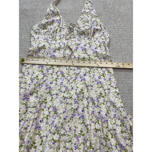Maeve by Anthropologie Cream Halter Mini Dress with Lavender Floral 100% Viscose - Image 13