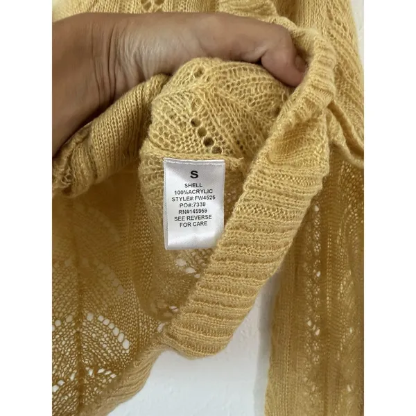 Dress Forum Yellow Ruffle Open Knit Cardigan Sweater Women’s Small NWT]=' - Image 4