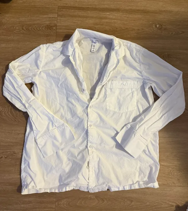 SKIMS White Cotton Poplin Sleep Button Up Set - Image 3