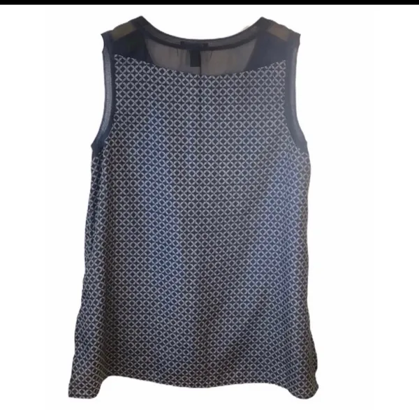 Gap Geometric Blue Sleeveless Top Blouse S 4 6 Business Casual Lightweight - Image 3