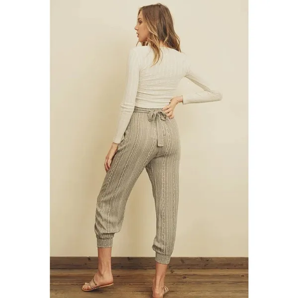 DRESS FORUM Boho Stripe Slouchy Jogger Pant Size Small S Back Tie - Image 3