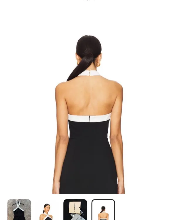 Black Revolve Superdown mini dress with white halter new with tags - Image 3