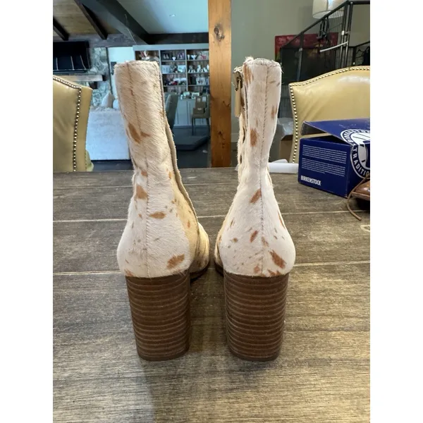 Sam Edelman Ostin Boots Pony Hair Fur Natural Ivory Size 7 Block Heel NWOB $225 - Image 5