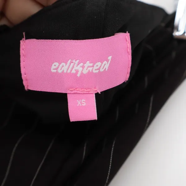 Edikted Black Pinstripe Strapless Lace Up Corset Top XS - Image 2