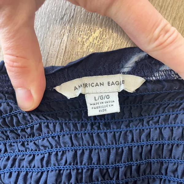 Womens American Eagle Blue Shirred Cropped Tank - L - Image 5