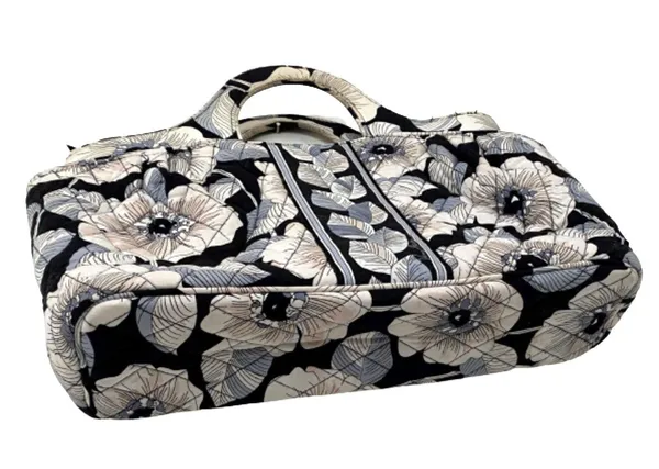 Vera Bradley Camellia Floral Black White Top Handle Tote Handbag Zip Pocket - Image 5
