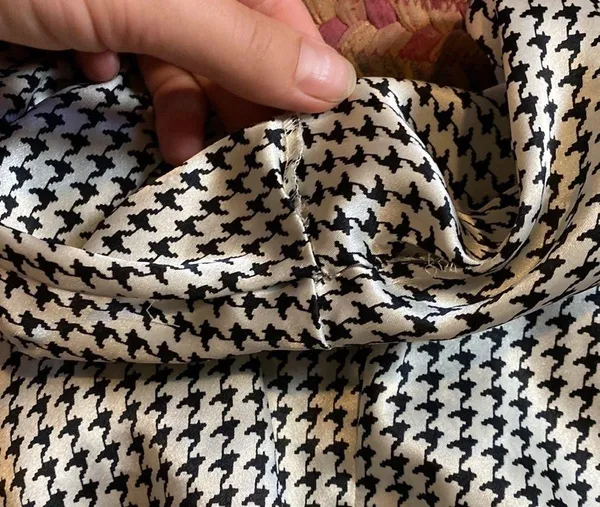 VTG HOUNDSTOOTH SATIN PULL ON PANTS Black - Image 5