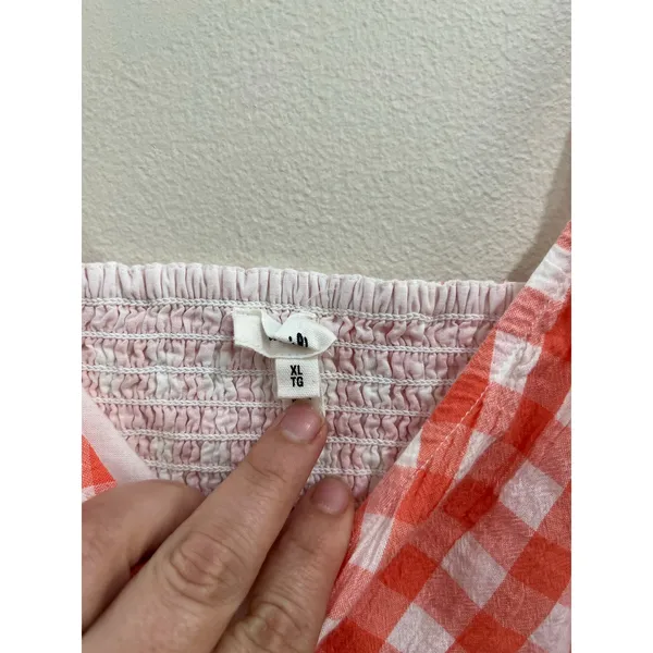 Aerie Peach Gingham Cottagecore Picnic Crop Tank Top Size XL‎ - Image 4