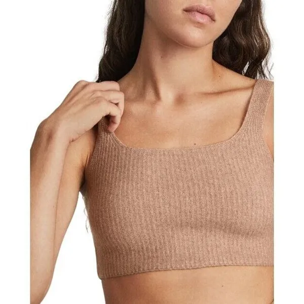 Everlane Cozy‎ Stretch Tank M Camel Tan Wool Yak Tank Square Neck Minimalist NEW - Image 2