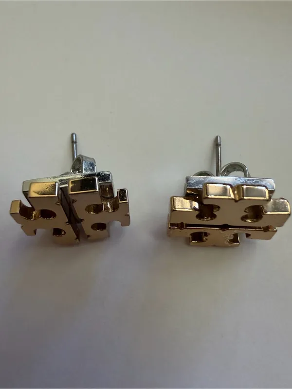Tory Burch Gold Double-T Logo Stud Earrings - Image 4