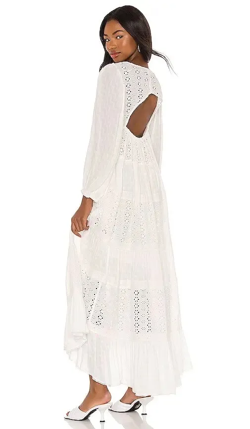 Free People Mockingbird White Eyelet Tiered Maxi Dress - Image 17