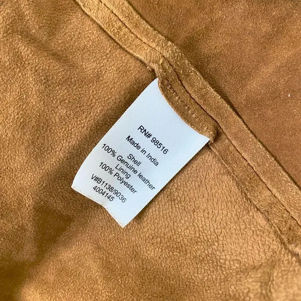 Coldwater Creek Vintage Brown Suede Open Front Flowy Leather Jacket S - Image 6