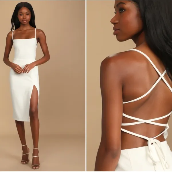 LULU's Wedding Engagement Bachelorette Bridal Shower Chic Sexy Midi Dress - Image 2