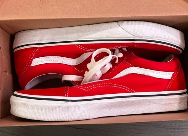 Vans Red Classic Sneakers with Canvas Upper and Rubber Sole - Image 3