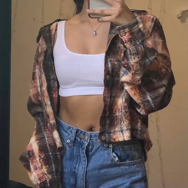 vintage acid wash button up top - Image 2