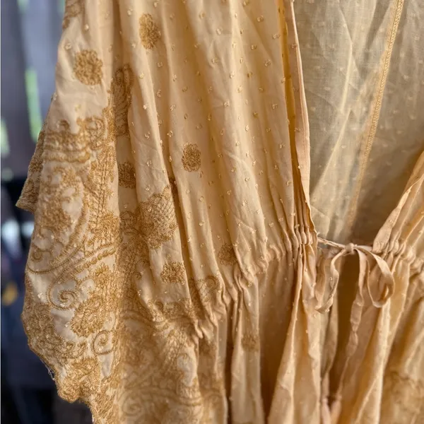 Blue Rain Bohemian Mustard Yellow Kimono - Image 3