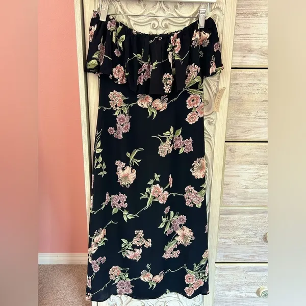 Flynn Skye Anthropologie romantic strapless midi dress garden party botanical NWT XS - Image 2